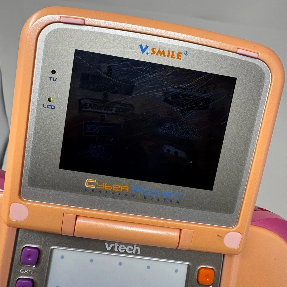 VTech V.Smile Cyber Pocket Pink Handheld Learning System 5 Games Manuals Stylus
